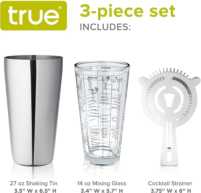 True 3-Piece Barware Set for Mixed Drinks and Cold Brew Cocktails, Includes - Image 3