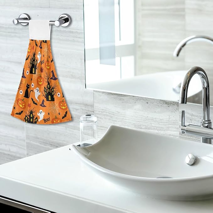 Happy Halloween Pumpkins Spooky Kitchen Hanging Towel 12 x 17 Inch Spider Web - Image 7