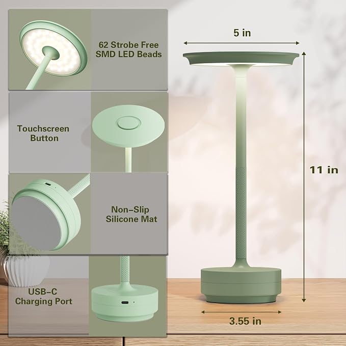 Cordless Rechargeable Table Lamps, Portable Battery Desk Lamp IP54 Waterproof - Image 2