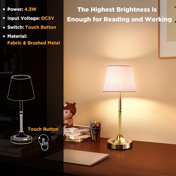 LUTEC Cordless Table Lamp, Battery Operated Lamp - Image 8