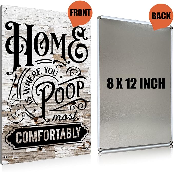 BEASTZHENG Funny Home is Where You Poop Most Comfortably Bathroom Metal Tin - Image 2