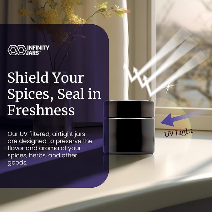Infinity Jars Classic Black Glass Jar 100 ml Ultraviolet Airtight Smell Proof - Image 5