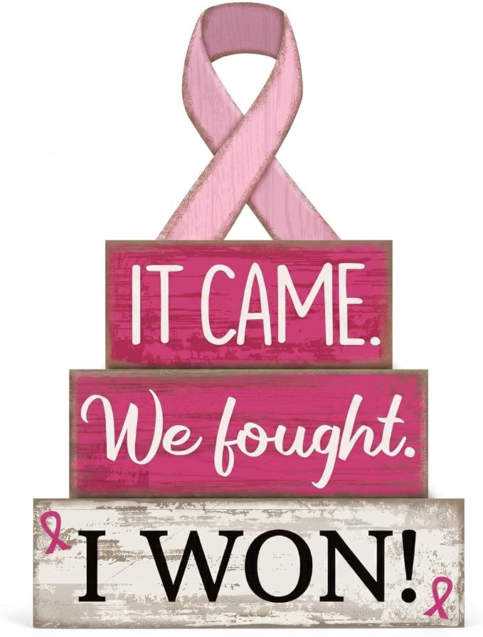 Lineshading 4 Pcs Breast Cancer Awareness Table Decoration Pink Ribbon Stacked by Lineshading