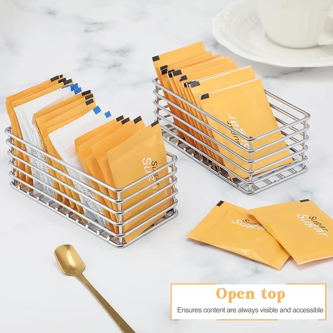 2 Pcs Sugar Packet Basket Sugar Packet Rack Small Caddy Iron Organizer - Image 2