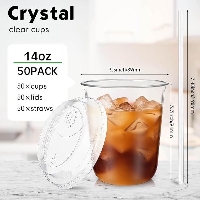 Ziliny 50 Sets Crystal Plastic Cups - Image 3
