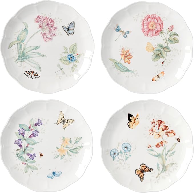 Lenox Dinnerware Set, Butterfly Meadow 4-Piece Dinner Plate Set, Service by Lenox