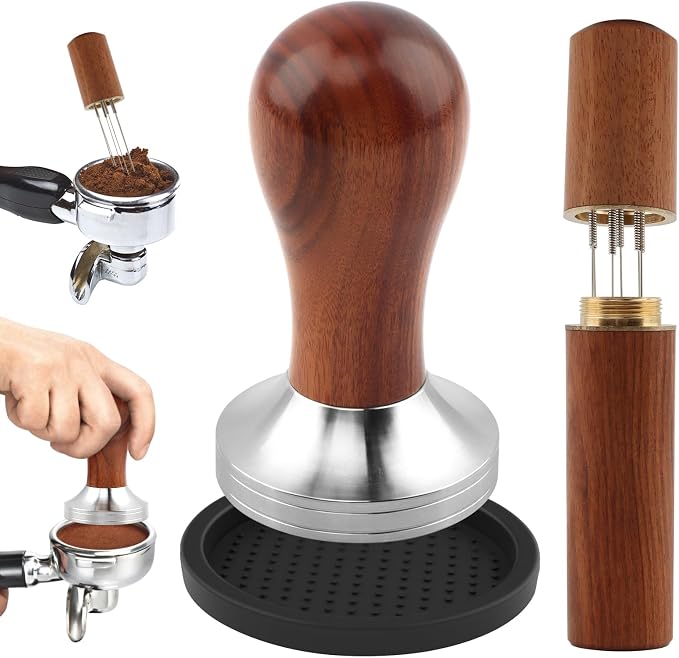 51mm Espresso Tamper Kit, Hard Wood Handle Coffee Tamper - Image 9