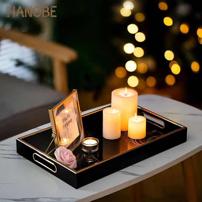 Hanobe Decorative Serving Tray Black: Coffee Table Tray - Image 3