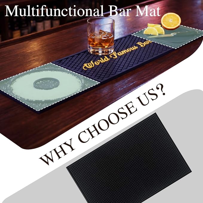 Bar Mat 3-in-1 Non-Slip Bartender Mat, Bar Accessories Countertop Mat 24 x 6 - Image 4