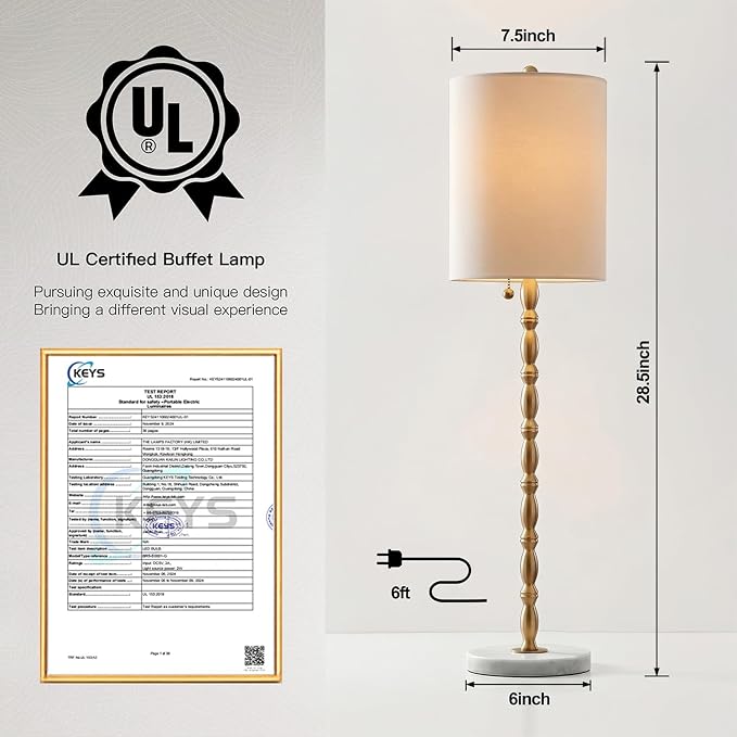 Buffet Lamps Set of 2, 28.5”H Modern Luxury Lamps - Image 5