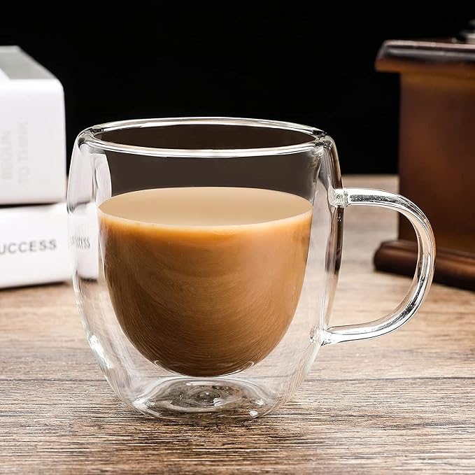 8oz Double Walled Glass Coffee Mugs - Image 5