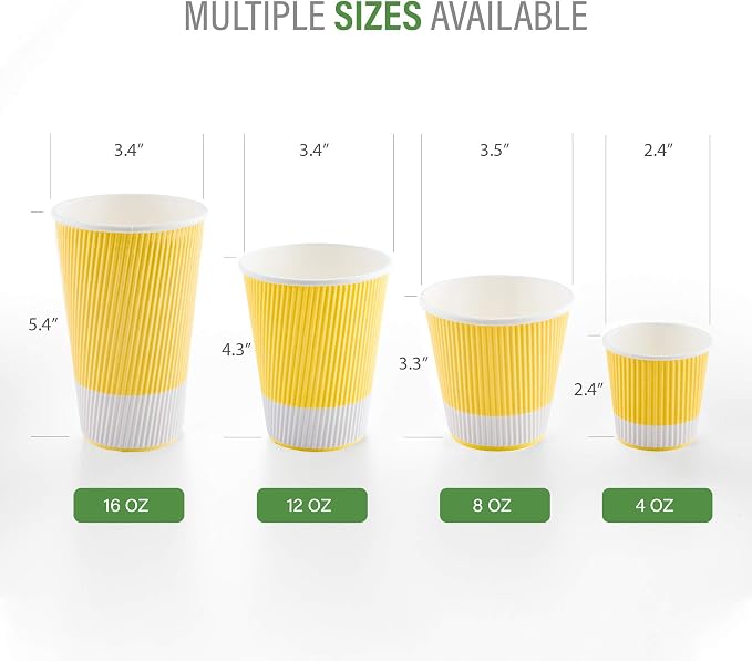Restaurantware Ripple Wall Coffee Cups 25 Count 8 Ounce Insulated Light Yellow - Image 3
