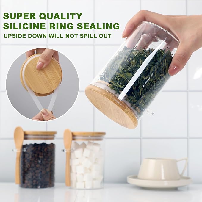 TIPGO Sugar Jar Bath Salt Container – 17 oz Glass Jar - Image 2
