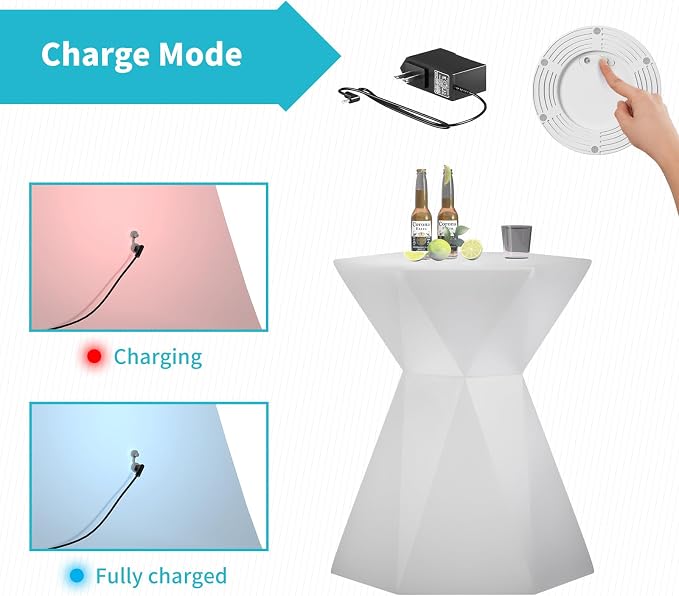 CECER 18" LED Cocktail Table，Rechargeable Light Up Furniture - Image 5