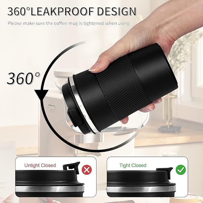 YINBAOGE Insulated Travel Coffee Mug, Spill & Leak Proof, Portable To Go - Image 4
