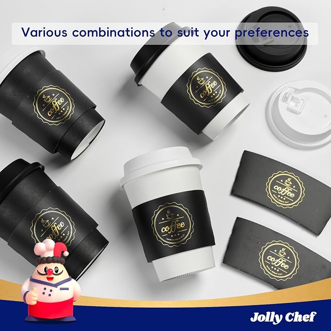 JOLLY CHEF 100 Pack 12 oz Disposable Coffee Cups Hot Beverage Paper Coffee Cups - Image 6