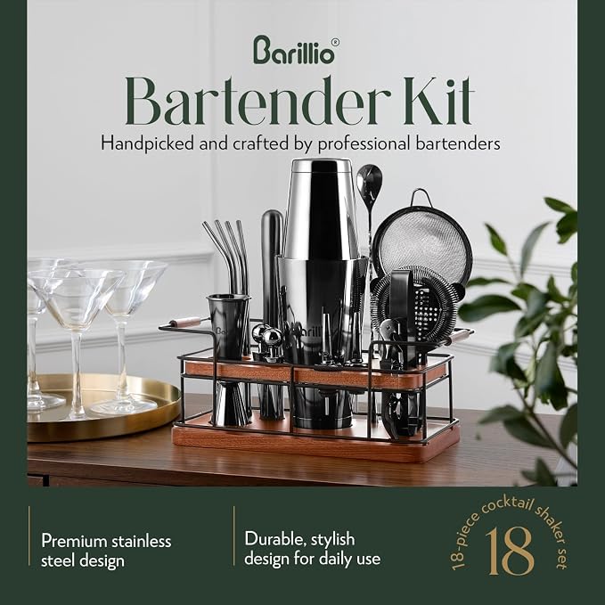 Barillio Black Bartender Kit – 23-Piece Stainless-Steel Cocktail Shaker Set - Image 2