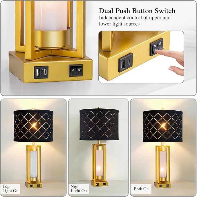 Set of 2 Modern Table Lamps for Living Room Bedroom - Image 2