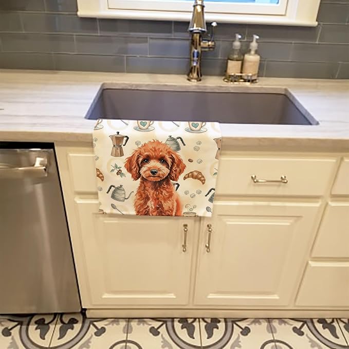 Caroline's Treasures Miniature Red Poodle Coffee Bar Kitchen Towel Velour Plush - Image 2