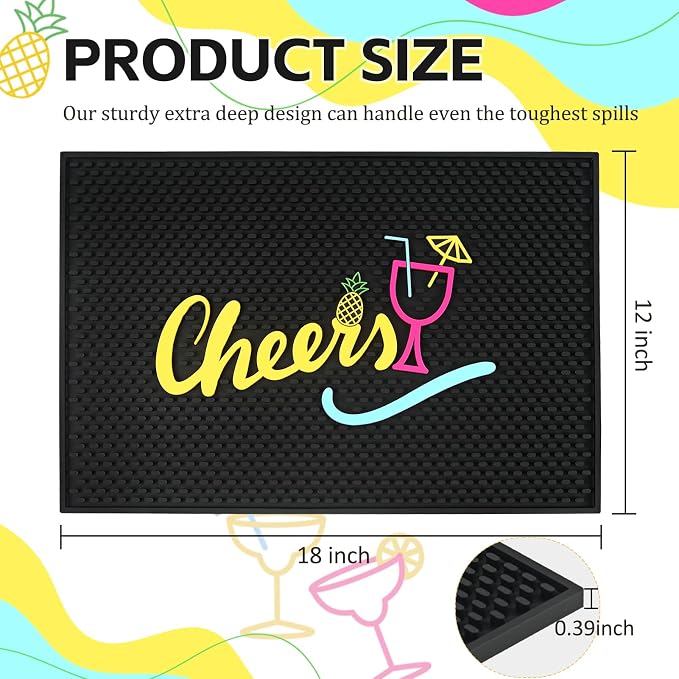 Cheers Bar Mats for Bartending, Bartender Mat for Home Coffee Bar Cocktail - Image 2