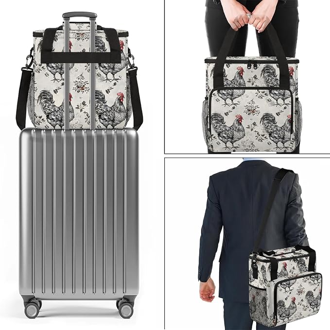 Farmhouse Chicken Hen Coffee Maker Carring Bag, Large Insulated Storage - Image 7