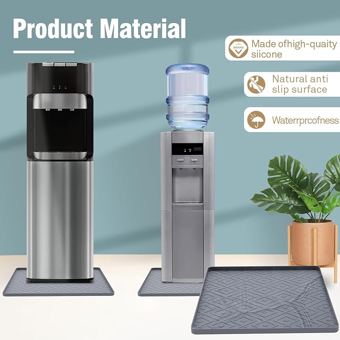 Water Cooler Mat, 19.7" x 19.7" Silicone Water Dispenser Mat, Non Slip Water - Image 2