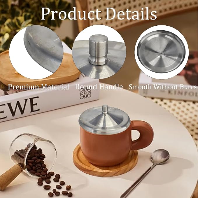 3.66 Inch Stainless Steel Cup Lid, Round Coffee Tea Mug Cover Dustproof Water - Image 3