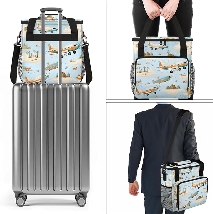Cute Aircraft Coffee Maker Carring Bag, Large Insulated Storage Organizer Case - Image 7