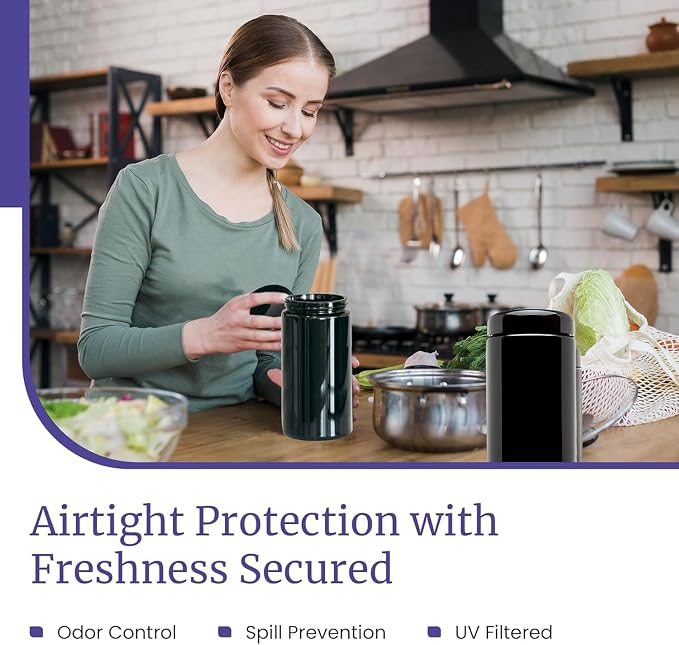 Infinity Jars, 1 L Pack 6, Premium Airtight Ultraviolet Glass Jar Smell Proof - Image 4