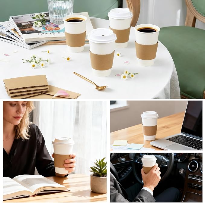 300 PCS Coffee Cup Sleeves, Disposable Coffee Sleeves Fits 10-20 oz Cups - Image 6