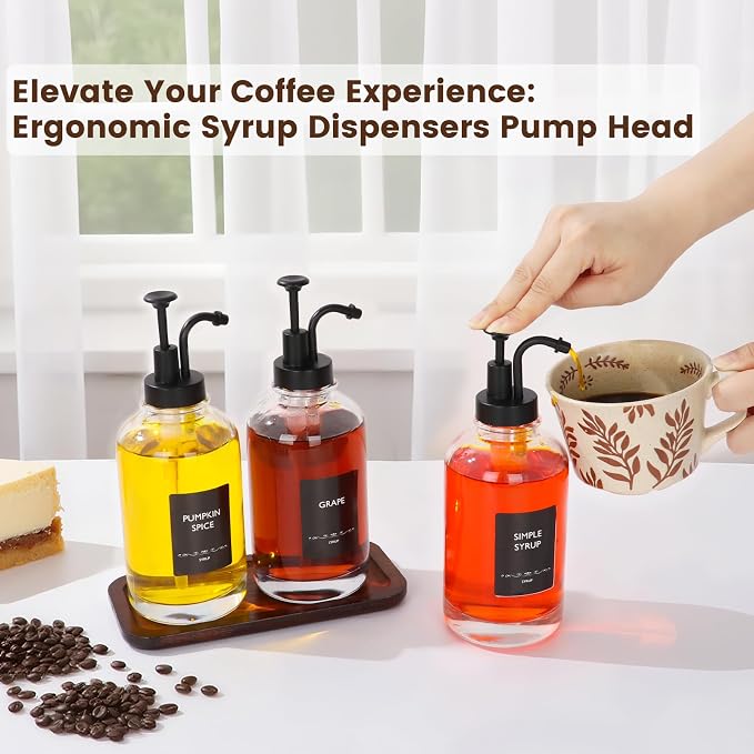 ​16.9oz Coffee Syrup Dispenser 4Pack- Glass Syrup Dispenser Kit - Image 2