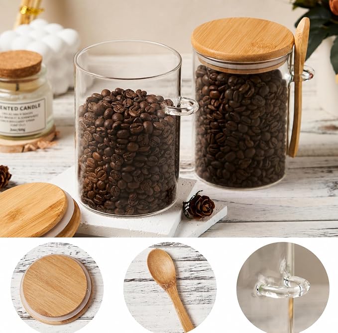 Sugar Jar Glass Salt Container, 15 Ounces Clear Airtight Caning - Image 7