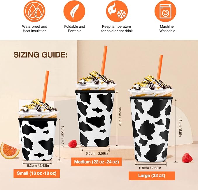 Iced Coffee Cup Sleeve for Large Sized Cups, Reusable Neoprene Iced Coffee Cup - Image 2