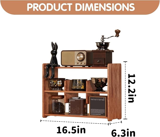 Coffee Cup Holder for Countertop Walnut Wood Coffee Mugs Holder for Kitchen Mug - Image 2