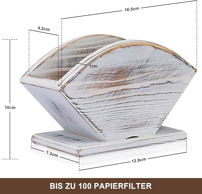 ANBOXIT Coffee Filter Holder, Farmhouse White Pine Wood Coffee Filter Holder - Image 5