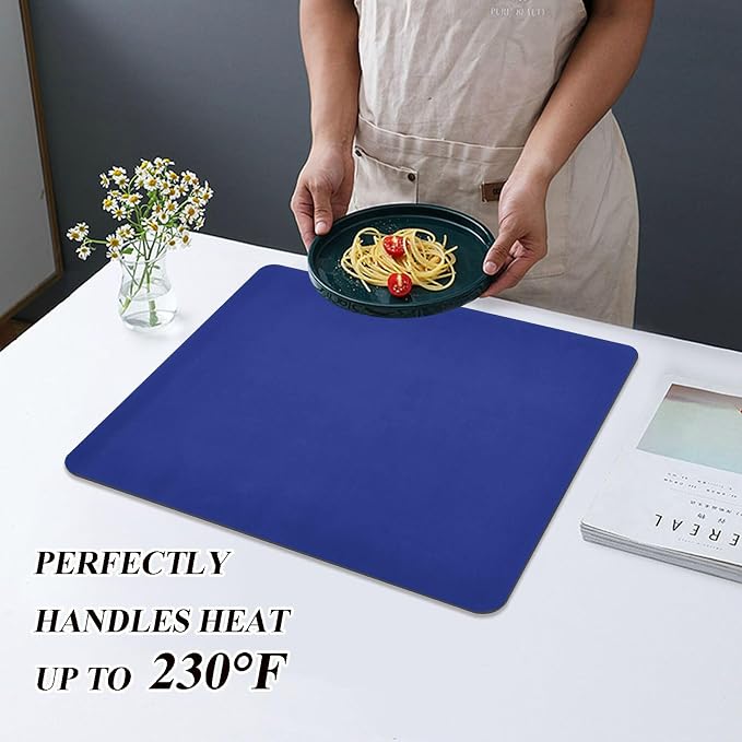 Blue Dish Drying Mat for Kitchen Counter No-slip Rubber Bottom Dish Drying Pad - Image 5