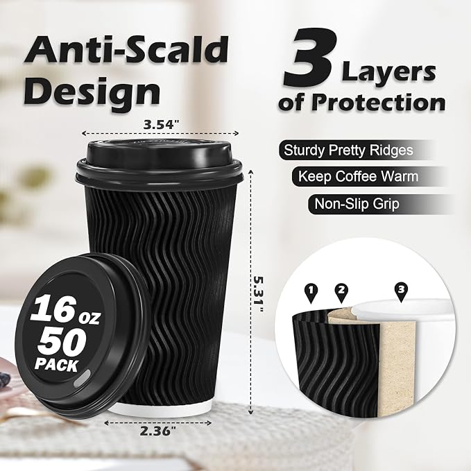 Lamosi 16 oz Disposable Coffee Cups - Image 2