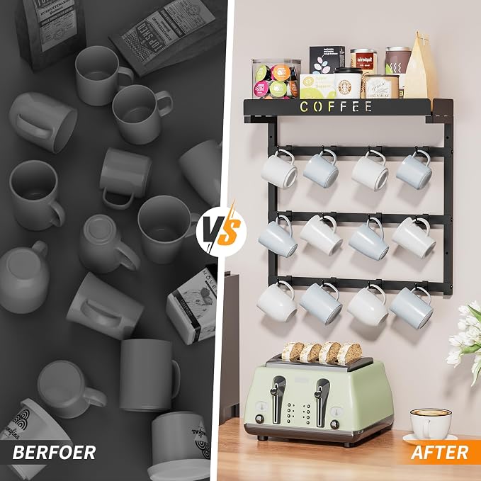 RCHYFEED Coffee Mug Holder Wall Mounted, Mug Rack Organizer - Image 3