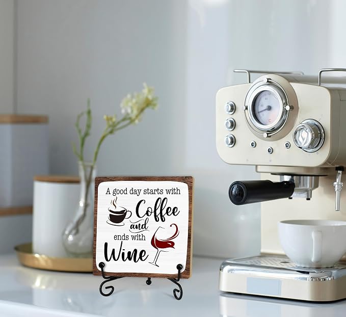 Coffee And Wine Desk Decor Sign, Rustic Wooden Sign - Image 6