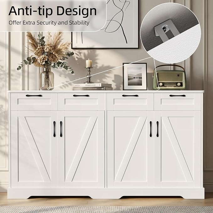 60" Farmhouse Buffet Cabinet - Image 4