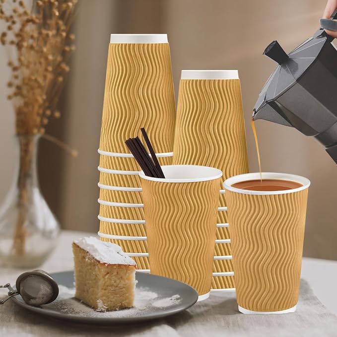 SIUQ 16 oz Coffee Cups-90 Pack Disposable Coffee Cups - Image 7