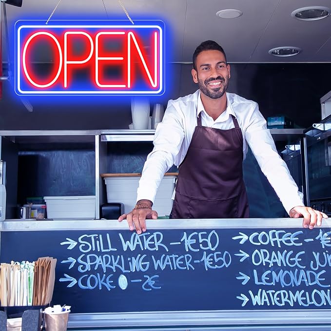 22" X 11" Led Neon Open Signs for Business 12V/2A Ultra Bright Led Neon Open - Image 4