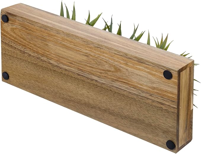 MyGift 15 Inch Large Artificial Green Grass Plants in Premium Acacia Solid Wood - Image 7
