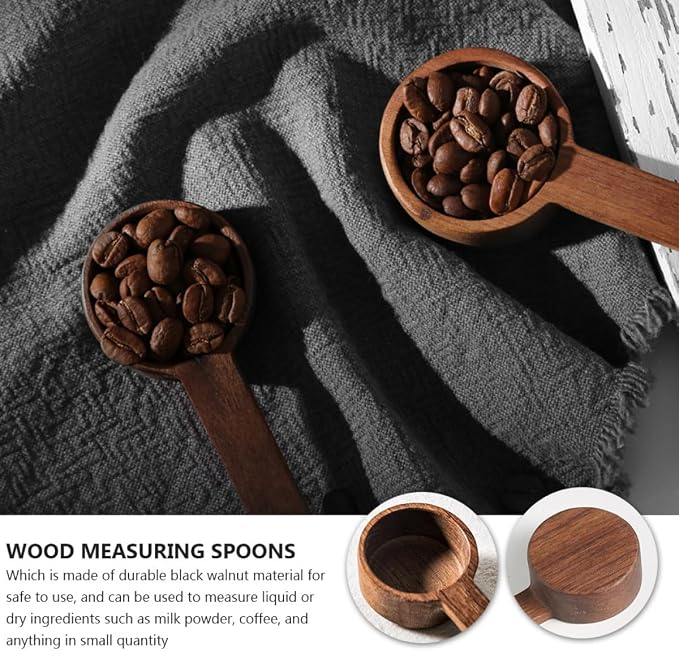SUPVOX 2pcs Wear-resistant Small Wooden Coffee Scoops 8g Capacity Short Handle - Image 7