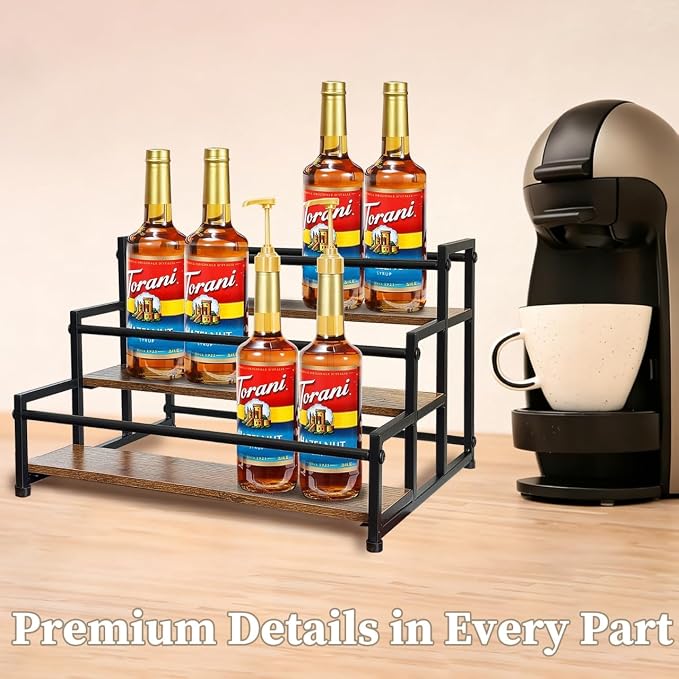 3 Tier Coffee Syrup Organizer 15 Syrup Bottle Holder Coffee Syrup Rack - Image 4
