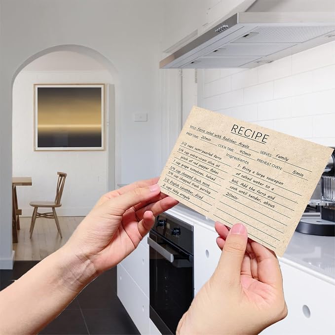 100 Count Recipe Cards, 4x6 Kraft Recipe Cards Double Sided, Blank Recipe Card - Image 4