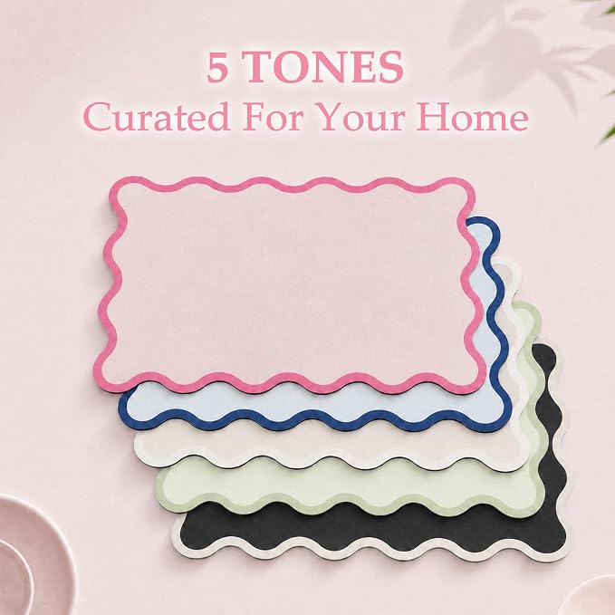 Scalloped Dish Drying Mat for Kitchen Counter, Absorbent Easy Clean Non-slip - Image 6