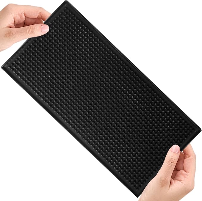 6" x 12" Small Bar Mat, Coffee Mat Small Black PVC Mat, Spill Mats - Image 2