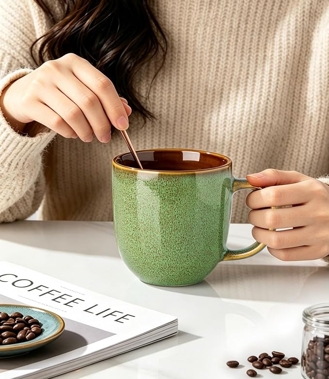 LERATIO Ceramic Coffee Mugs Set of 6, 12oz Handmade Coffee Mugs Set - Image 6
