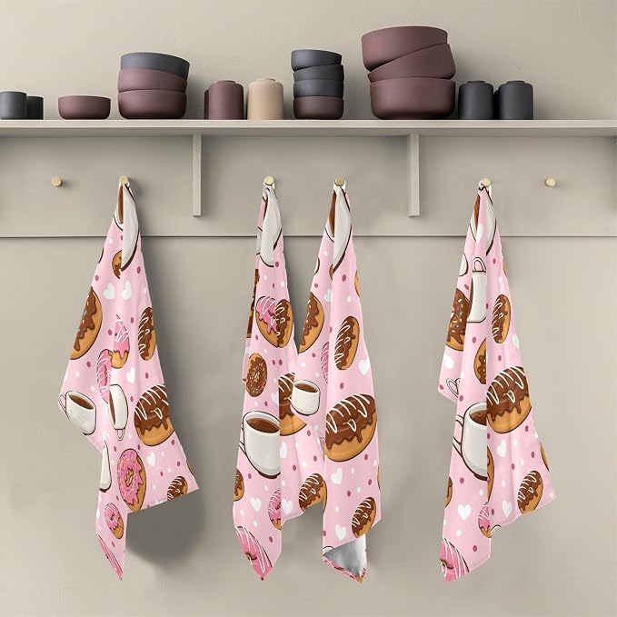 YETTASBIN Donut Coffee Kitchen Dish Towel 4 Pack, Soft Absorbent Dishcloths - Image 5